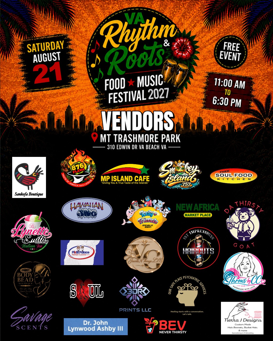 VA Rhythm & Roots Festival 2027 vendors flyer
